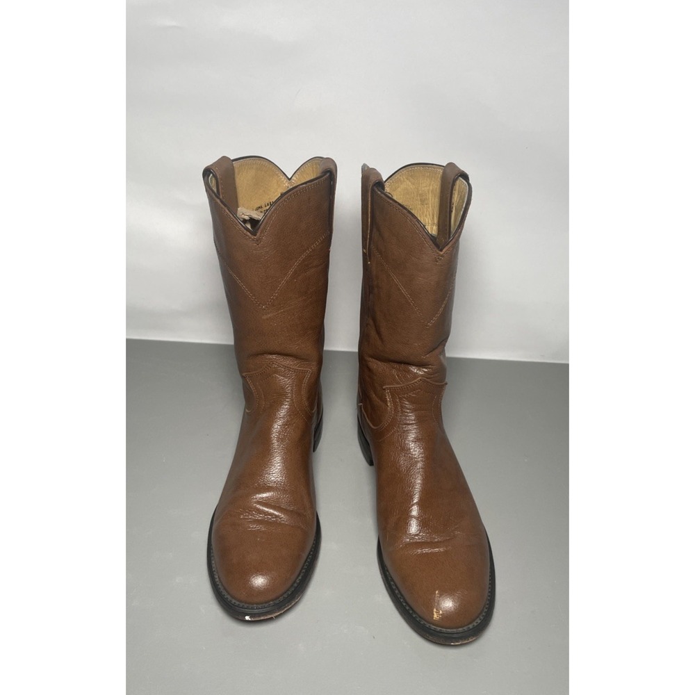 Vintage‎ Justin Boots Brown Leather Roper Western Cowgirl Women's 6.5 B